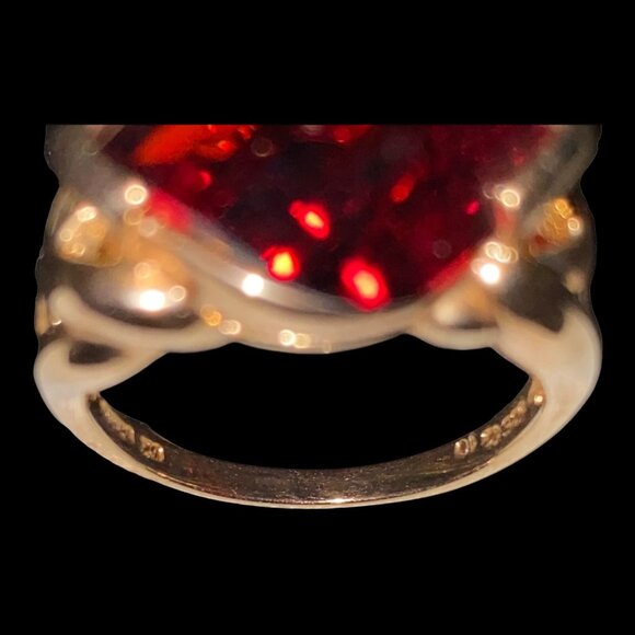 Ring CZ Cubic Zirconia Size 10 Red Women Vermeil 10k Gold over Sterling Silver 9 - Picture 8 of 10